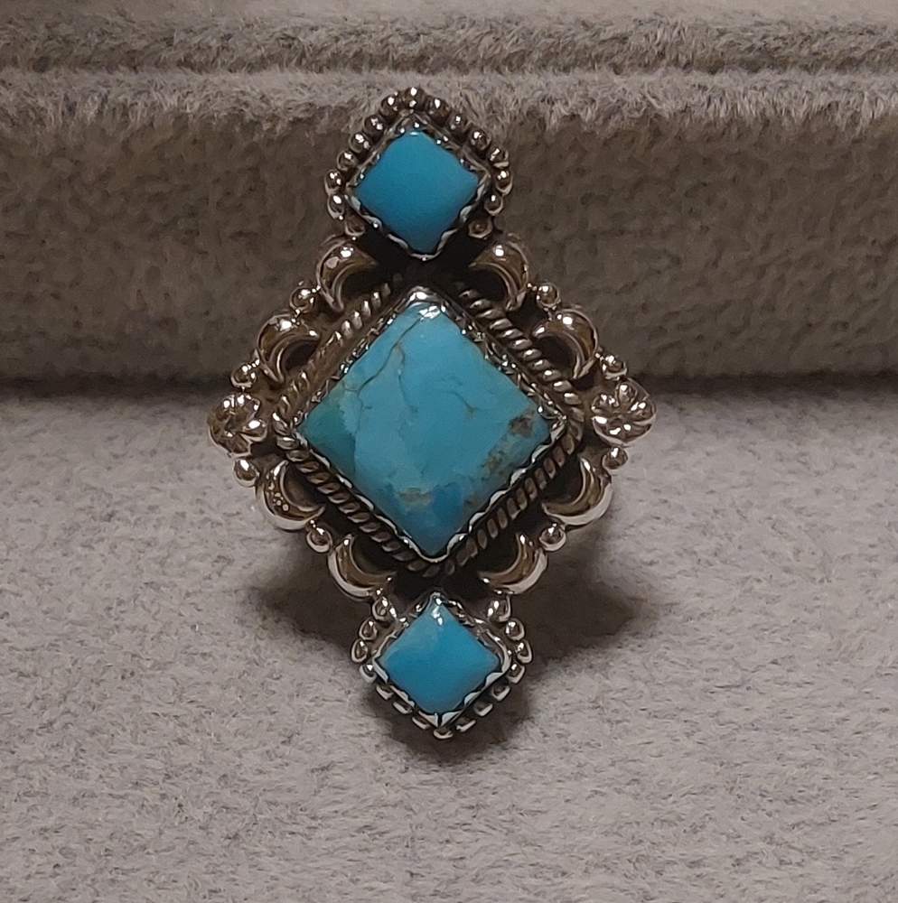 Turquoise Triple Stone Sterling Silver Ring